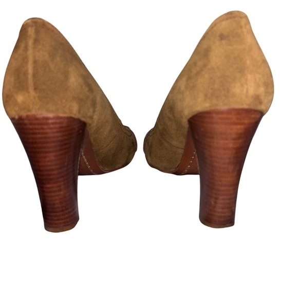 Michael Michael Kors | Brown Suede Pumps | Wooden Heel & Logo Strap | 8.5M - Picture 8 of 11